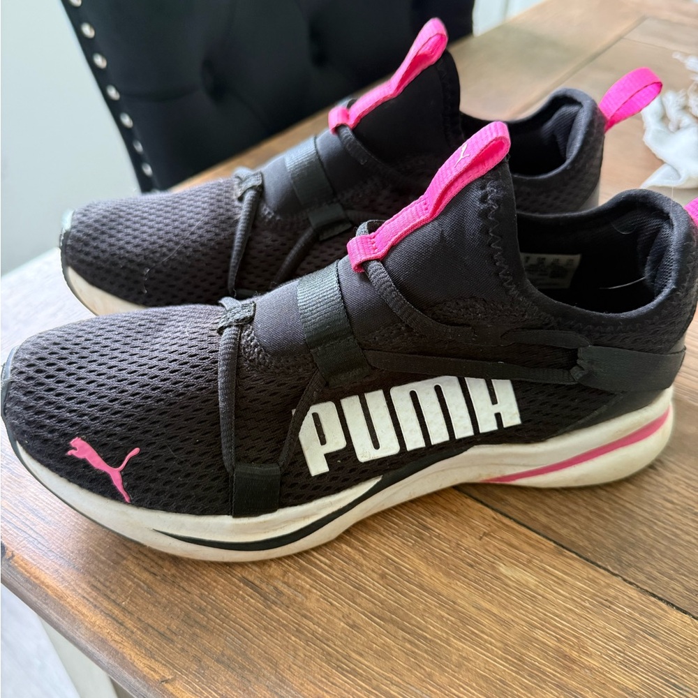 Puma Black and Pink Sneakers with Slip-On Design